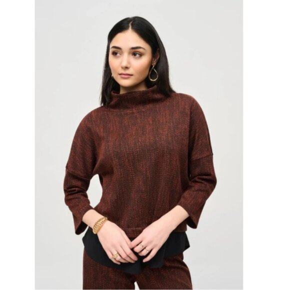 Joseph Ribkoff Chevron Layered Boxy Top - 8 - Picture 1 of 7